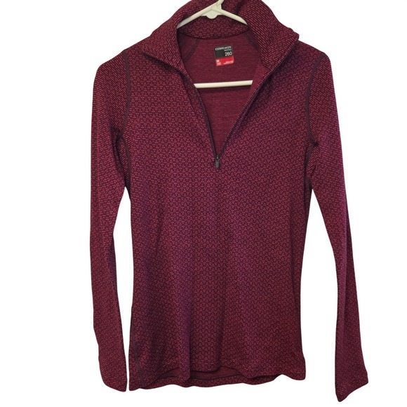 Icebreaker Tops - Icebreaker Womens 260 Merino Wool 1/4 Zip Pullover Shirt Red Magenta Medium